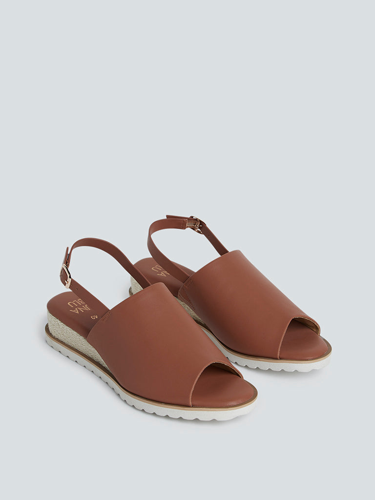 LUNA BLU Brown Wedge-Heel Sandals